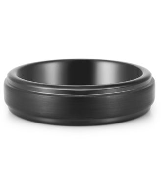 Macy's Brand - Men's Step Edge Band in Black Ion-Plated Tantalum
