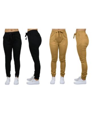 Galaxy By Harvic - Women's Basic Stretch Twill Joggers 2 Pack