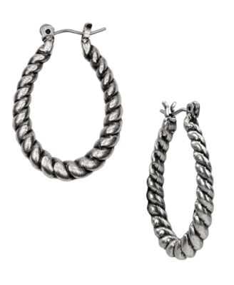 Patricia Nash - Silver-Tone Twisted-Rope Oval Hoop Earrings