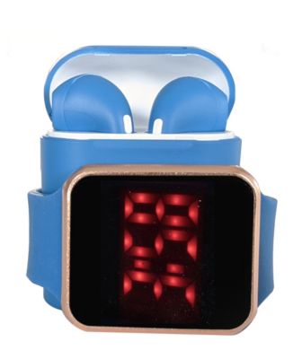 Ztech - Unisex LED Touch Watch and Wireless Headphones with Portable Charging Case Set