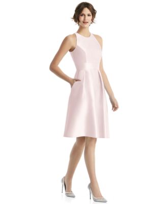 Alfred Sung - Pleated Satin A-Line Dress
