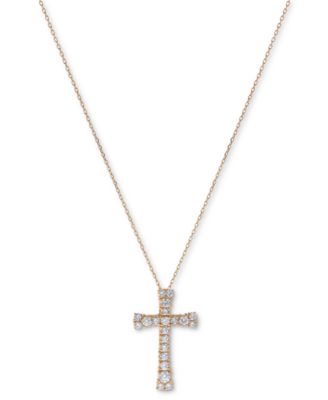 Macy's Brand - Diamond Cross Pendant Necklace (1 ct. t.w.) in 14k Gold, 16" + 2" extender