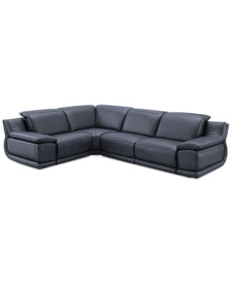 Furniture - Daisley 4-Pc. Leather "L" Shaped Sectional Sofa with 2 Power Recliners