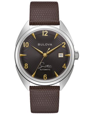 Bulova - Men's Frank Sinatra Automatic Brown Leather Strap Watch 39mm