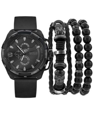 American Exchange - Men's Black Polyurethane Strap Watch 40mm
