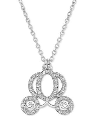 Enchanted Disney Fine Jewelry - Diamond Cinderella Carriage Pendant Necklace (1/4 ct. t.w.) in 14k White Gold