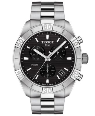 Tissot - Men's Swiss Chronograph PR 100 Sport Stainless Steel Bracelet Watch 44mm