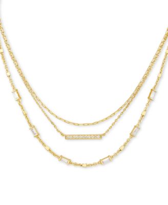 Kendra Scott - 14k Gold-Plated Pav&eacute; Bar & Baguette-Crystal Layered Necklace, 16" + 2" extender