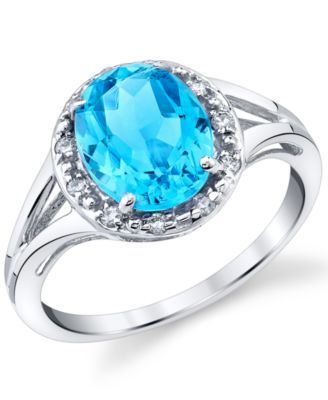 Macy's Brand - Blue Topaz (3-1/5 ct. t.w.) & Diamond (1/10 ct. t.w.) Ring in Sterling Silver