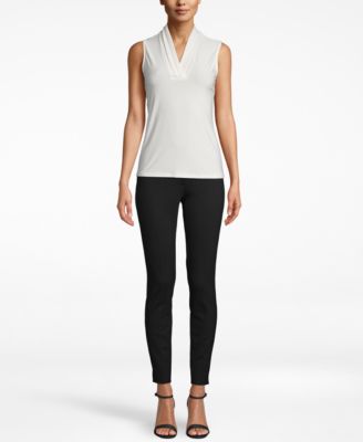 Anne Klein - Petite Pleated V-Neck Top