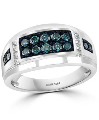 EFFY Collection - Men's Blue Diamond (5/8 ct. t.w.), Black Diamond (5/8 ct. t.w.) or Sapphire (1/2 ct. t.w.) & White Diamond (1/10 ct. t.w.) Ring in 14k White Gold or 14k Yellow Gold