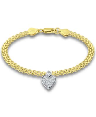 Giani Bernini - Cubic Zirconia Heart Charm Bismark Chain Bracelet