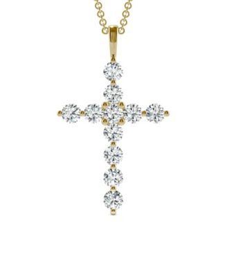 Charles & Colvard - Moissanite Cross Pendant 1-1/10 ct. t.w. Diamond Equivalent in 14k White or Yellow Gold