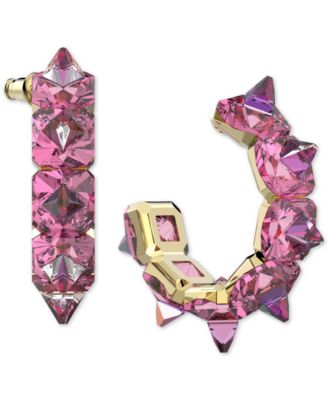 Swarovski - Gold-Tone Chroma Pink Spiky Crystal Hoop Earrings
