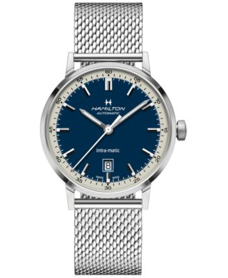 Hamilton - Men's Swiss Intra-Matic Stainless Steel Mesh Bracelet Watch 40mm
