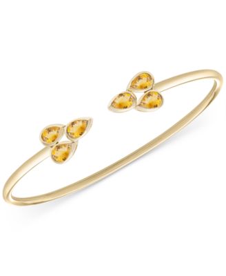 Macy's Brand - Citrine Pear-Cut Cluster Cuff Bangle Bracelet (1-1/5 ct. t.w.) in 14k Gold (Also in Peridot)