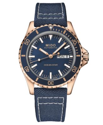 Mido - Men's Swiss Automatic Ocean Star Tribute Blue Fabric Strap Watch 41mm