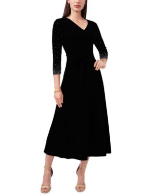 MSK - V-Neck Beaded Midi Dress