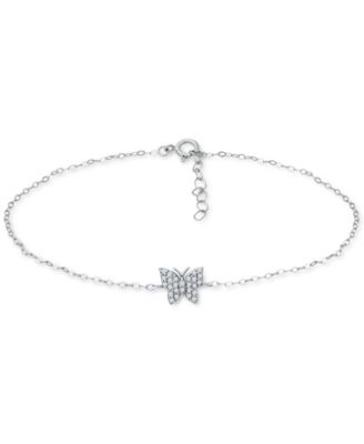 Giani Bernini - Cubic Zirconia Butterfly Ankle Bracelet in Sterling Silver