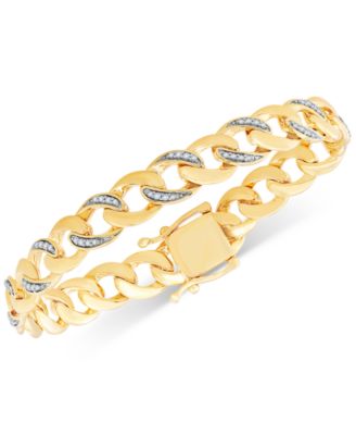 Macy's - Diamond Curb Link Bracelet (1/2 ct. t.w.) in 14k Gold-Plated Sterling Silver