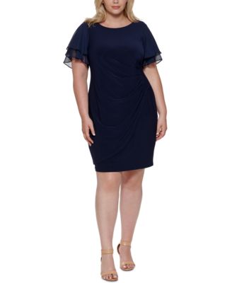 Jessica Howard - Plus Size Flutter-Sleeve Side-Ruched Dress