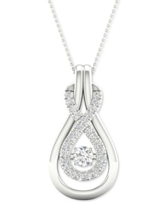 Twinkling Diamond Star - Diamond Infinity Teardrop 18" Pendant Necklace (1/5 ct. t.w.) in 10k White Gold