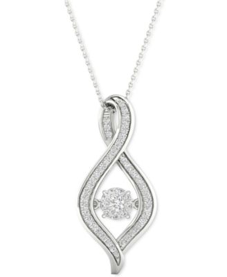 Twinkling Diamond Star - Diamond Swirl Halo 18" Pendant Necklace (1/5 ct. t.w.) in 10k White Gold
