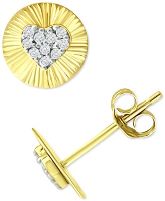 Giani Bernini - Cubic Zirconia Heart Disc Stud Earrings