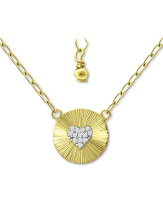 Giani Bernini - Cubic Zirconia Heart Cluster Disc Pendant Necklace, 16" + 2" extender,