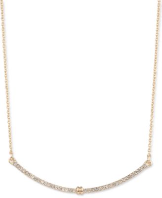 Lauren Ralph Lauren - Gold-Tone Pav&eacute; Curved Bar Statement Necklace, 16" + 3" extender