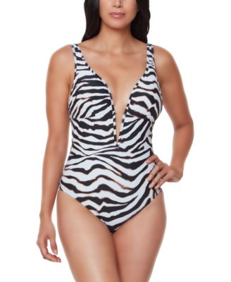 Bar III - Printed V-Neck One-Piece Swimsuit