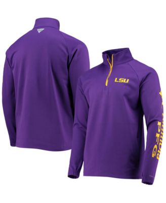 Columbia - Men's LSU Tigers Terminal Tackle Fleece Raglan Omni-Shade Quarter-Zip Jacket