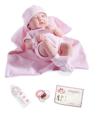 JC TOYS - JC Toys, La Newborn All Vinyl Anatomically Correct Real Girl 15 inch Baby Doll in Pink Knit Outfit and Accessories - For Children 2 Years and older, Designed by Berenguer.