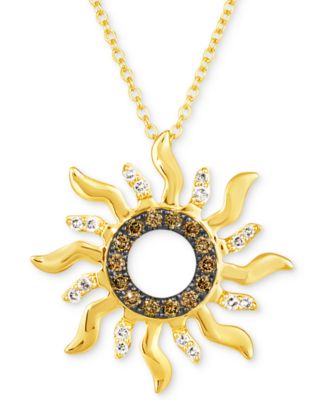 Le Vian - Nude Diamond (1/10 ct. t.w.) & Chocolate Diamond (1/6 ct. t.w.) Sun Pendant Necklace in 14k Gold, 18" + 2" extender