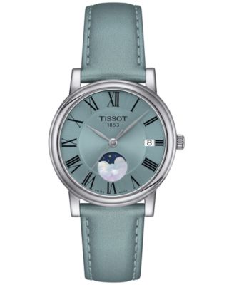 Tissot - Women's Carson Premium Lady Moonphase Blue Leather Strap Watch 32mm