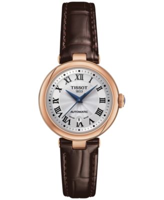Tissot - Women's Bellissima PVD Brown Leather Strap Watch 29mm