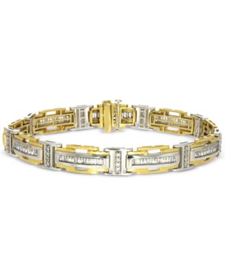 Macy's Brand - Diamond Baguette & Round Link Bracelet (2-1/2 ct. t.w.) in 10k Two-Tone Gold