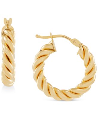 Italian Gold - Twist Hoop Extra Small Hoop Earrings in 10k Gold