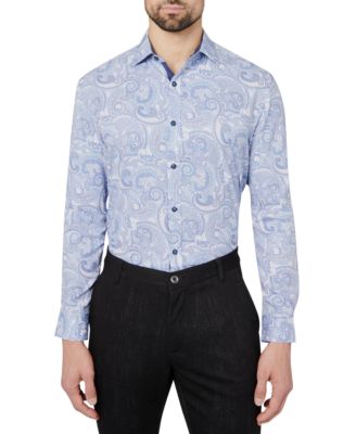 Society of Threads - Men's Slim-Fit Performance Stretch Paisley-Print Dress Shirt