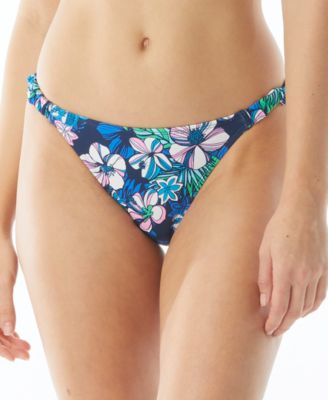 SUNDAZED - Lizzie Printed Shirred-Strap Bikini Bottoms