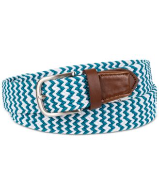 Club Room - Men's Stretch Comfort Braided Belt with Faux-Leather Trim