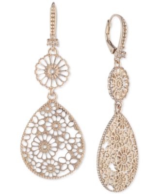 Marchesa - Gold-Tone Filigree Double Drop Earrings