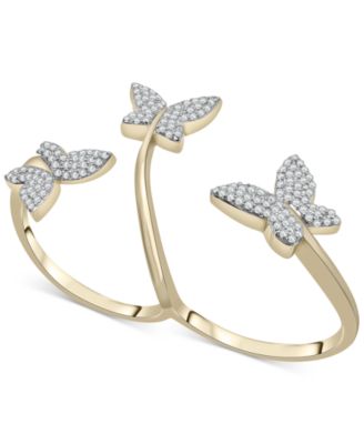Wrapped - Diamond Butterfly Double Finger Ring (1/2 ct. t.w.)