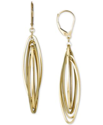 Italian Gold - Orbital Open Navette Drop Earrings in 10k Gold