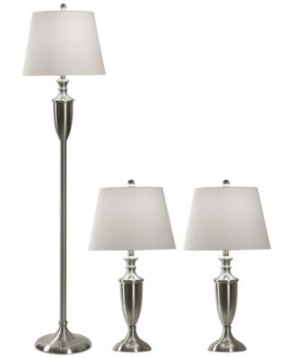 StyleCraft - Set of 3 Brush Steel Lamps: 2 Table Lamps and 1 Floor Lamp
