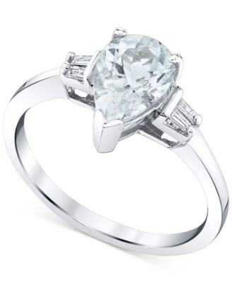 Macy's Brand - Aquamarine (1-1/5 ct. t.w.) & Diamond (1/20 ct. t.w.) Ring in 14k White Gold