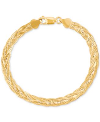 Giani Bernini - Braided Herringbone Link 18" Chain Bracelet in 14k Gold-Plated Sterling Silver