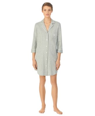 Lauren Ralph Lauren - Knit Notch Collar Cotton Sleep Shirt