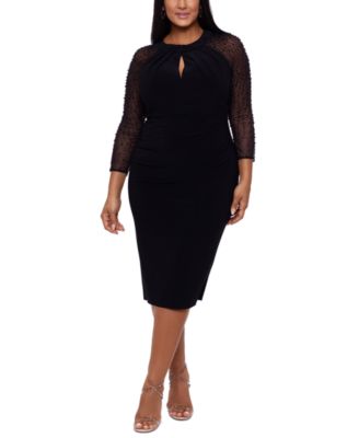 Betsy & Adam - Plus Size Embellished-Sleeve Bodycon Dress