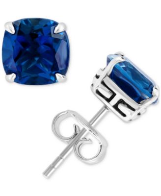 EFFY Collection - London Blue Topaz Cushion Stud Earrings (6-1/10 ct. t.w.) in Sterling Silver